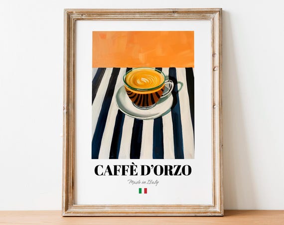 Italian Caff Dorzo Art Print Poster Barley Coffee Artwork For Cafs And Bars