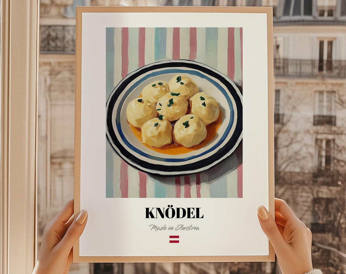 Knodel Austrian Bread Dumplings Bowl Oil Painting Food Poster