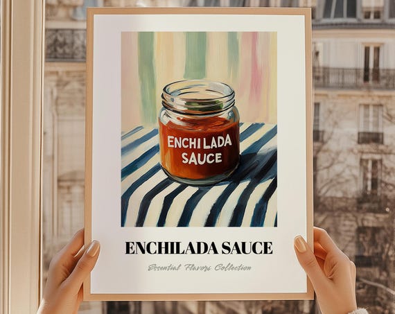 Enchilada Sauce Grocery Print Pantry Labels Chef Gift Restaurant Wall Decor Kitchen Art