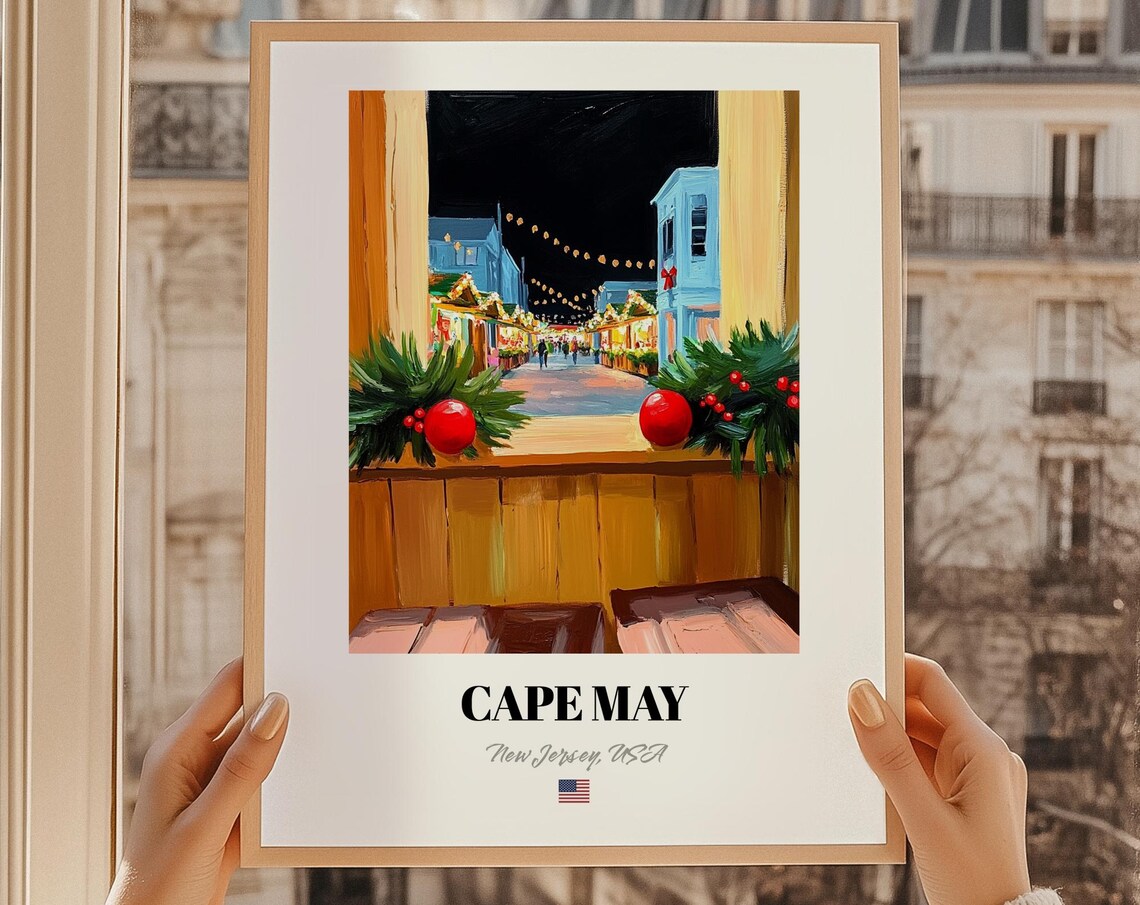 Cape May New Jersey Usa Christmas Town Wall Art Print Poster Gift