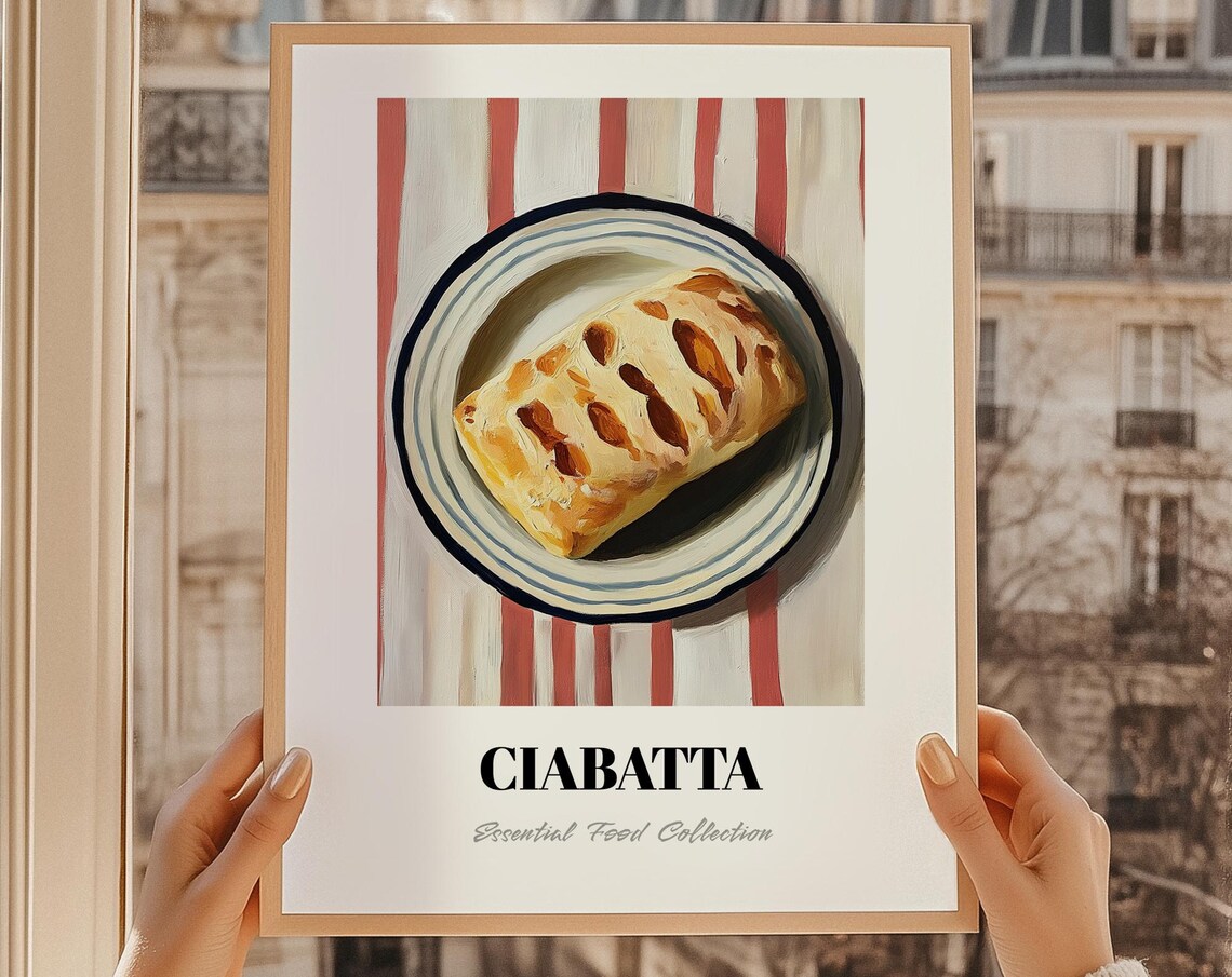 Ciabatta Rustic Italian Bread Loaf Still Life Food Painting Art Poster