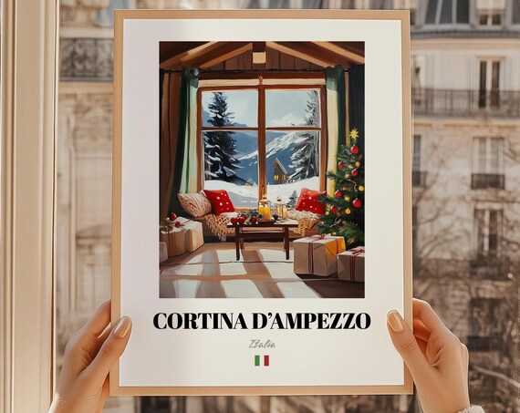 Cortina Dampezzo Italy Ski Resort Wall Art Print Poster Christmas Gift