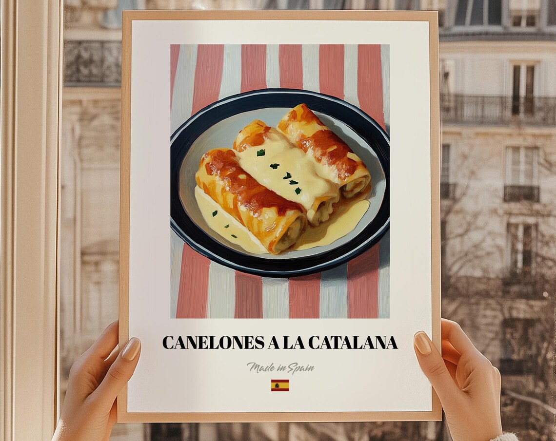 Canelones a la Catalana Spanish Cannelloni Painting Kitchen Poster