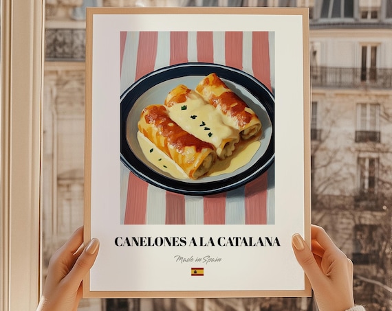 Canelones A La Catalana Spanish Pasta Wall Art Recipe Template Mothers Day Brunch Meal Sticker Wedding Kitchen Poster