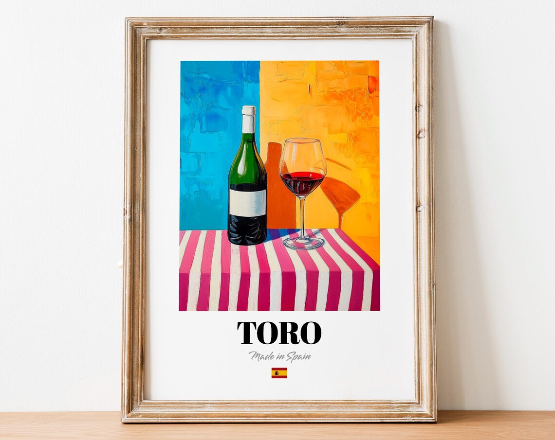 Toro Wine Wall Art Print Poster Bold Red Artwork For Kitchens