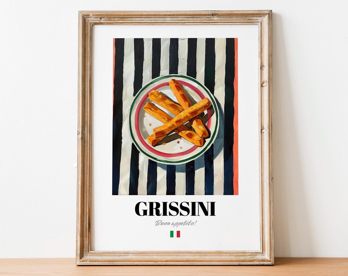 Grissini Italian Breadsticks Oil Painting Kitchen Decor Poster