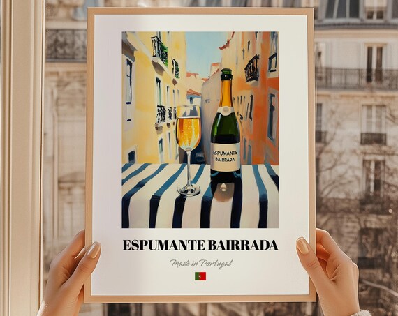 Espumante Bairrada Sparkling Wine Poster Portugal Bar Dcor Wall Art Portuguese Friend Gift
