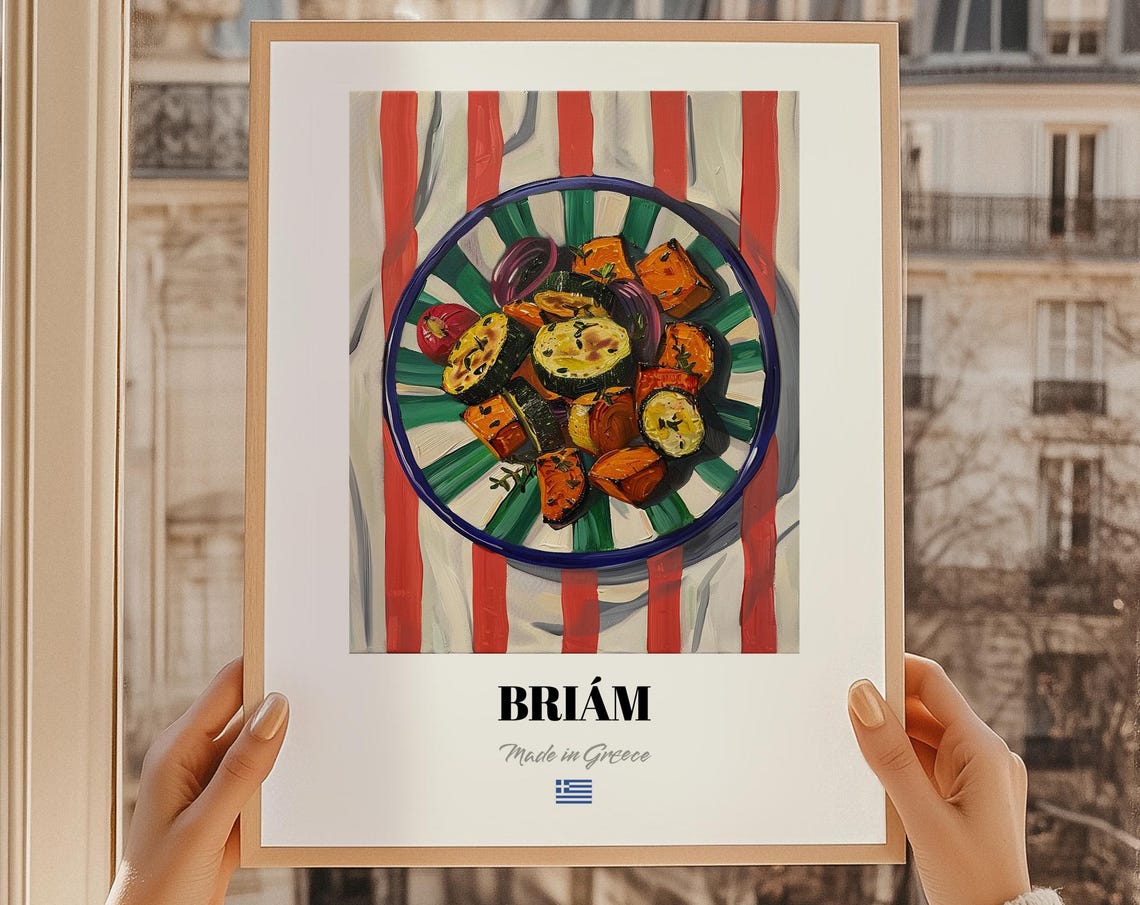 Brim Greek Food Wall Art Oil Painting Kitchen Poster Dining Room Print