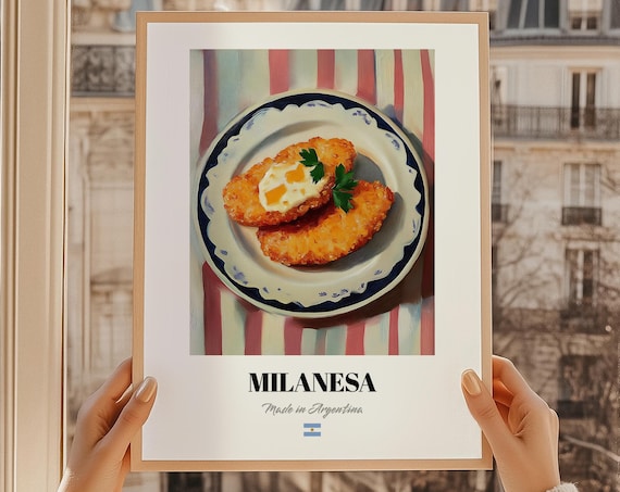 Milanesa Argentina Breaded Cutlet Egg Painting Kitchen Poster