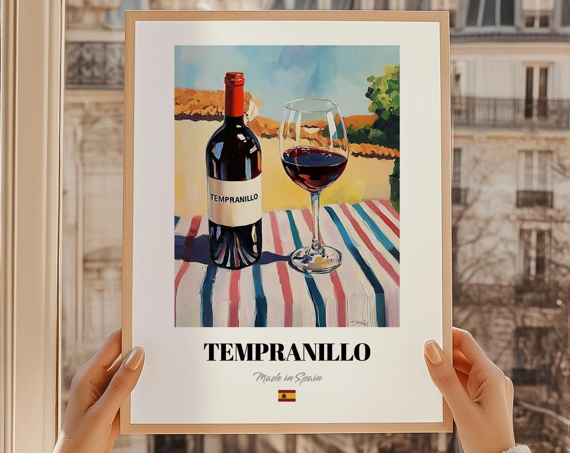 Tempranillo Rooftop View Wine Print Bar Dcor Spanish Wall Art Gift For Friend