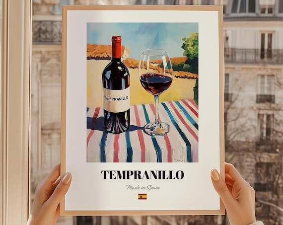 Spanish Tempranillo Red Wine Terrace Vineyard View Summer Poster