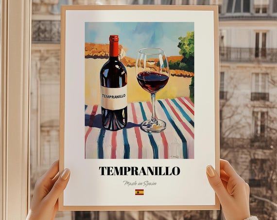 Tempranillo Rooftop View Wine Print Bar Dcor Spanish Wall Art Gift For Friend