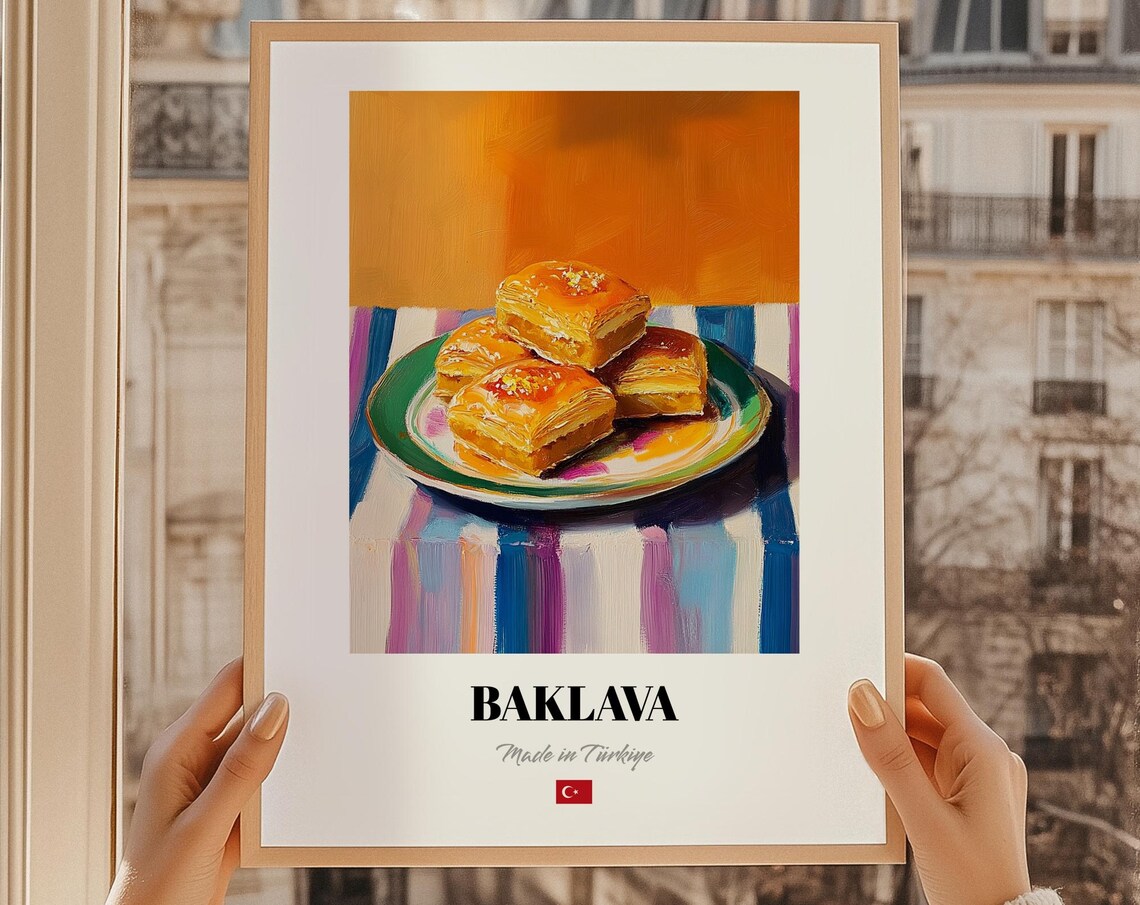 Baklava Print Turkish Food Poster Dessert Still Life Cuisine