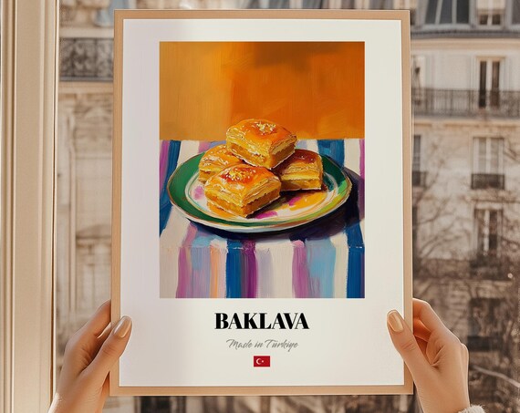 Baklava Turkish Honey Pastry Dessert Made in Türkiye Kitchen Food Art Poster