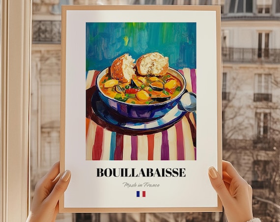 Bouillabaisse Made In France French Seafood Stew Bread Art Poster