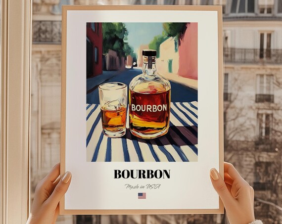 Bourbon Whiskey Poster Bar Dcor Wall Art Us Friend Gift Kitchen Print