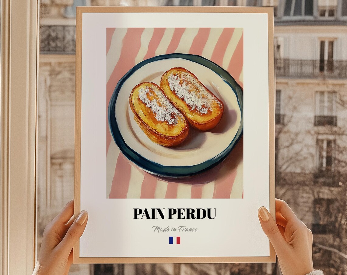 Pain Perdu French Toast Powdered Sugar Painting Kitchen Art Print France