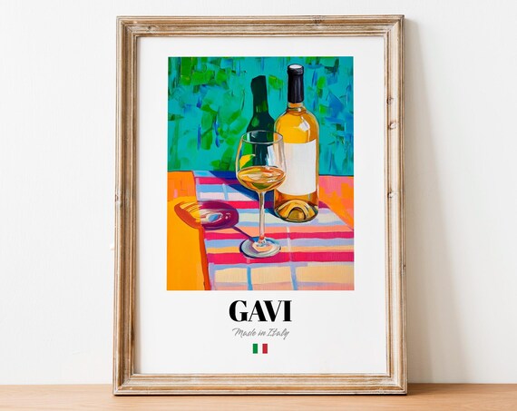 Gavi Wall Art Print Poster Piedmont White Wine Artwork For Kitchens