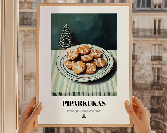 Piparkukas Latvian Christmas Gingerbread Cookies Oil Painting Poster