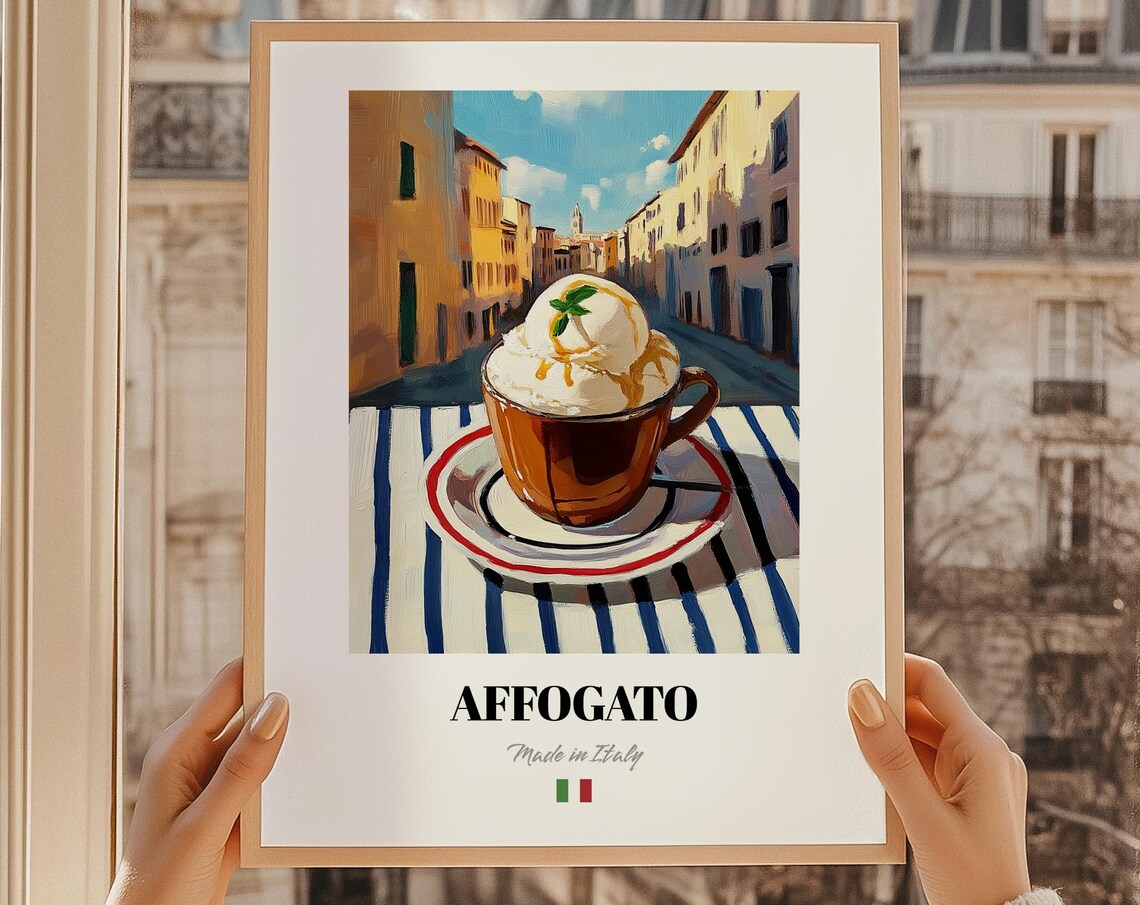Affogato Italian Food Poster, Dining Room Art Print