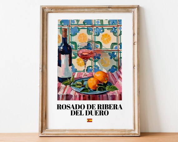 Spanish Rosado De Rioja Art Print Poster Summer Ros Artwork For Bars And Cafs