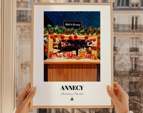 Annecy France Christmas Market Wall Art Print Poster Cadeau De Nol