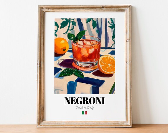 Negroni Wall Art Print Poster Classic Cocktail Artwork For Home Bars