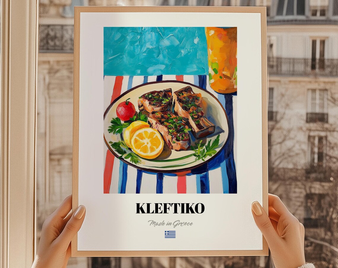 Kleftiko Greek Food Poster Dinner Menu Print Drinks Snack Bar Dining Room