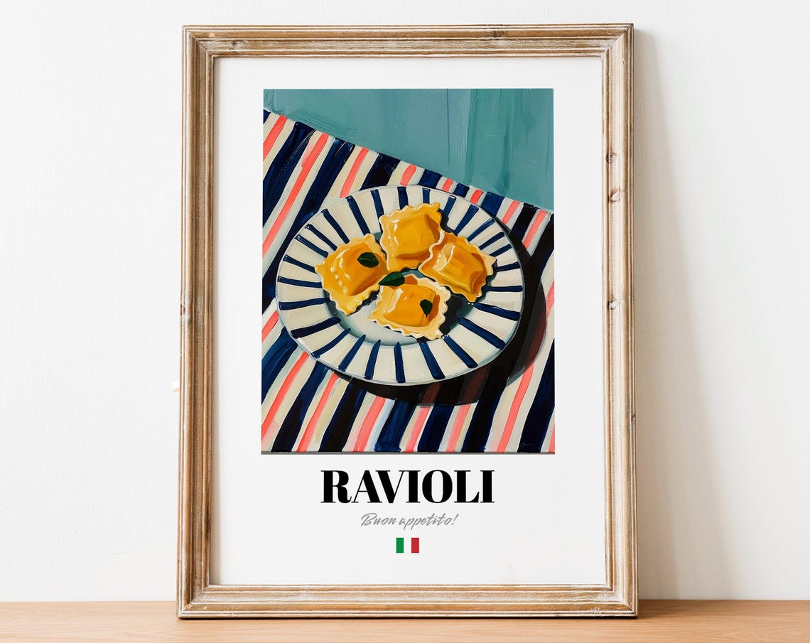 Ravioli Buon Appetito Colorful Italian Pasta Kitchen Decor Wall Art