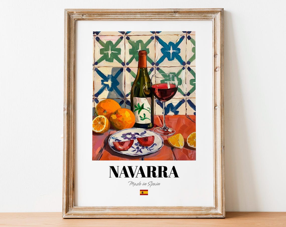 Navarra Spain Red Wine Orange Blood Orange Tile Still Life Poster