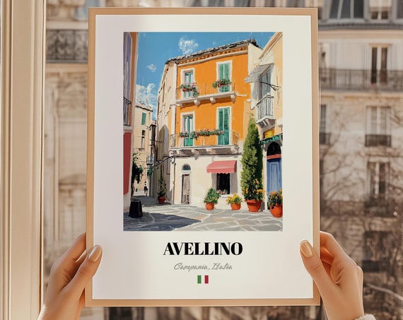 Avellino Campania Italia Wall Decor Print Of An Oil Painting Reproduction Friend Gift Bedroom Art