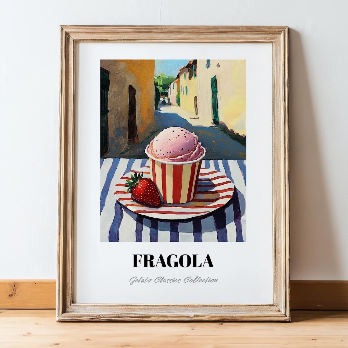Fragola Strawberry Gelato Cup Italian Street Scene Dessert Poster