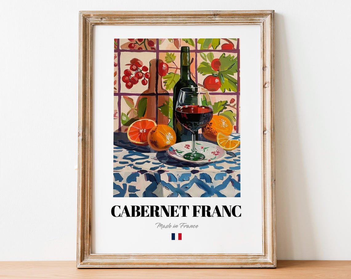 Cabernet Franc French Red Wine Citrus Tile Still Life Poster
