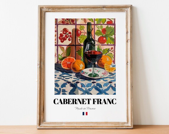Vintage Cabernet Franc Bottle Print Poster Wine Art For Homes And Bars