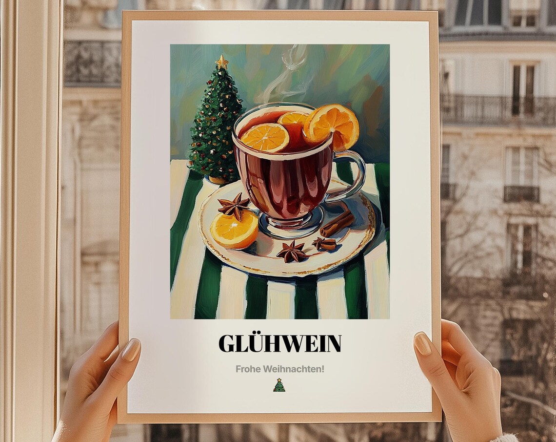Glhwein Christmas German Food, Oil Painting Print