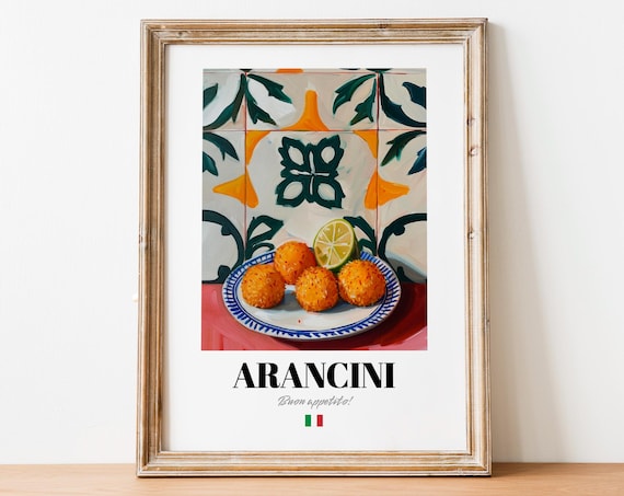 Arancini Italian Rice Balls Vintage Kitchen Street Food Art Poster
