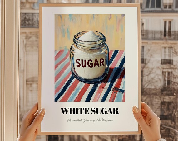 White Sugar Sweeteners Poster Pantry Wall Decor Print Chef Gift Restaurant Kitchen Art