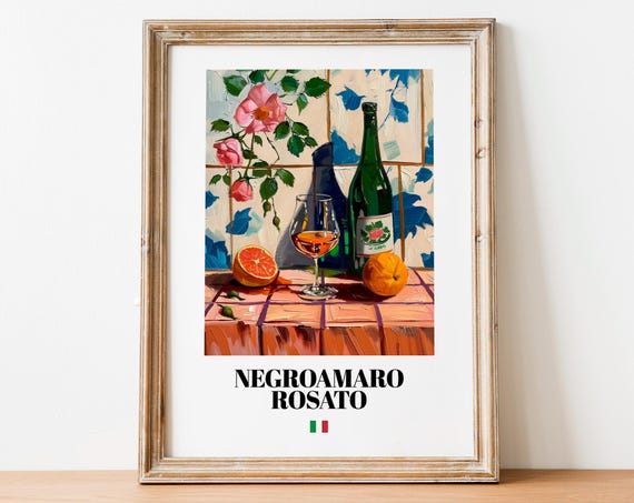 Negroamaro Rosato Italian Rosé Wine Still Life Painting Style Poster