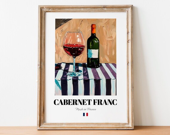 French Cabernet Franc Art Print Poster Loire Valley Wine Artwork For Bars And Bistros
