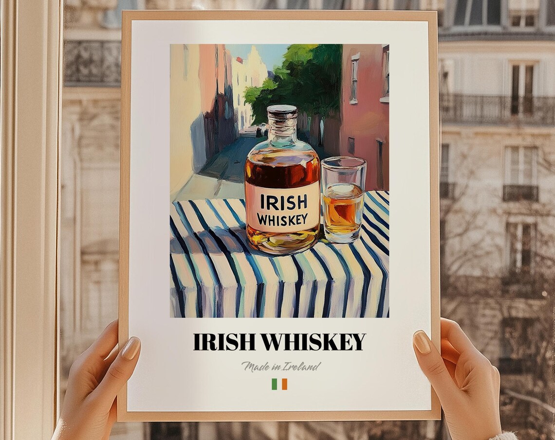 Irish Whiskey Poster Bar Dcor Wall Art Friend Gift Kitchen