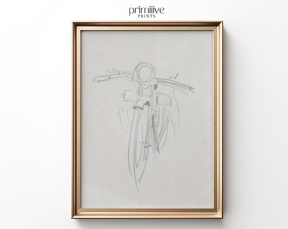 Vintage Bicycle Sketch, Monochromatic Bike Art