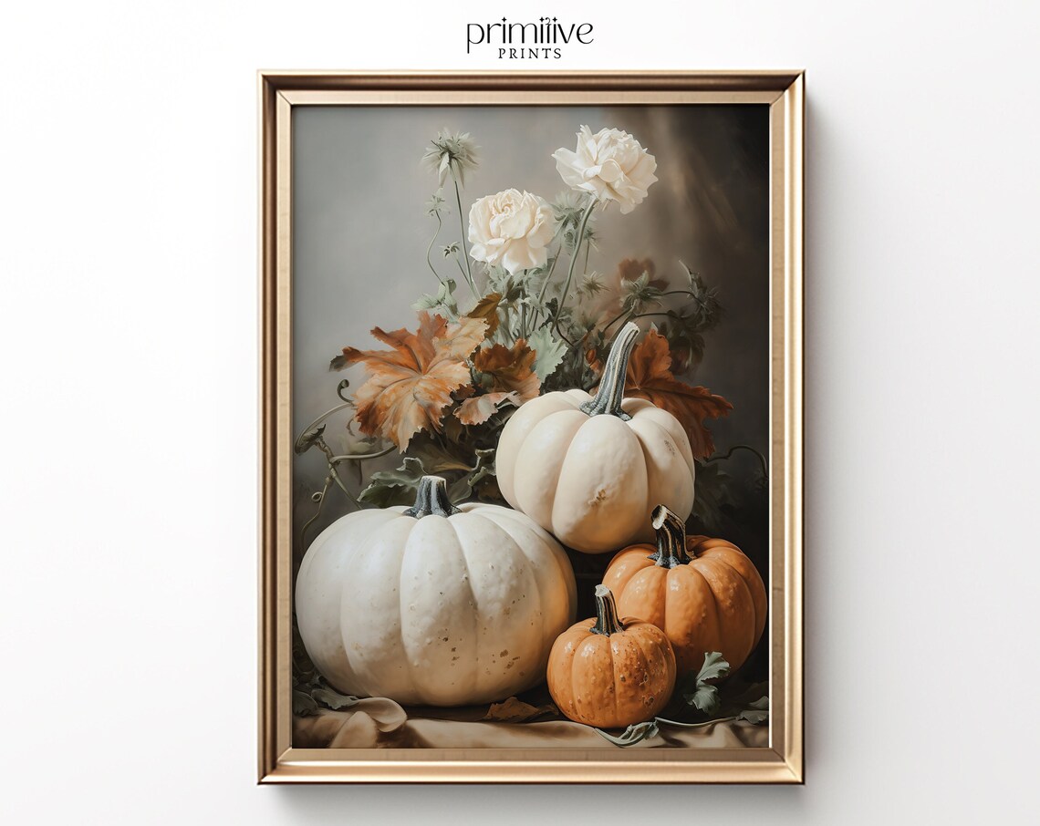 Pumpkin Art Print, Fall Botanical Home Decor