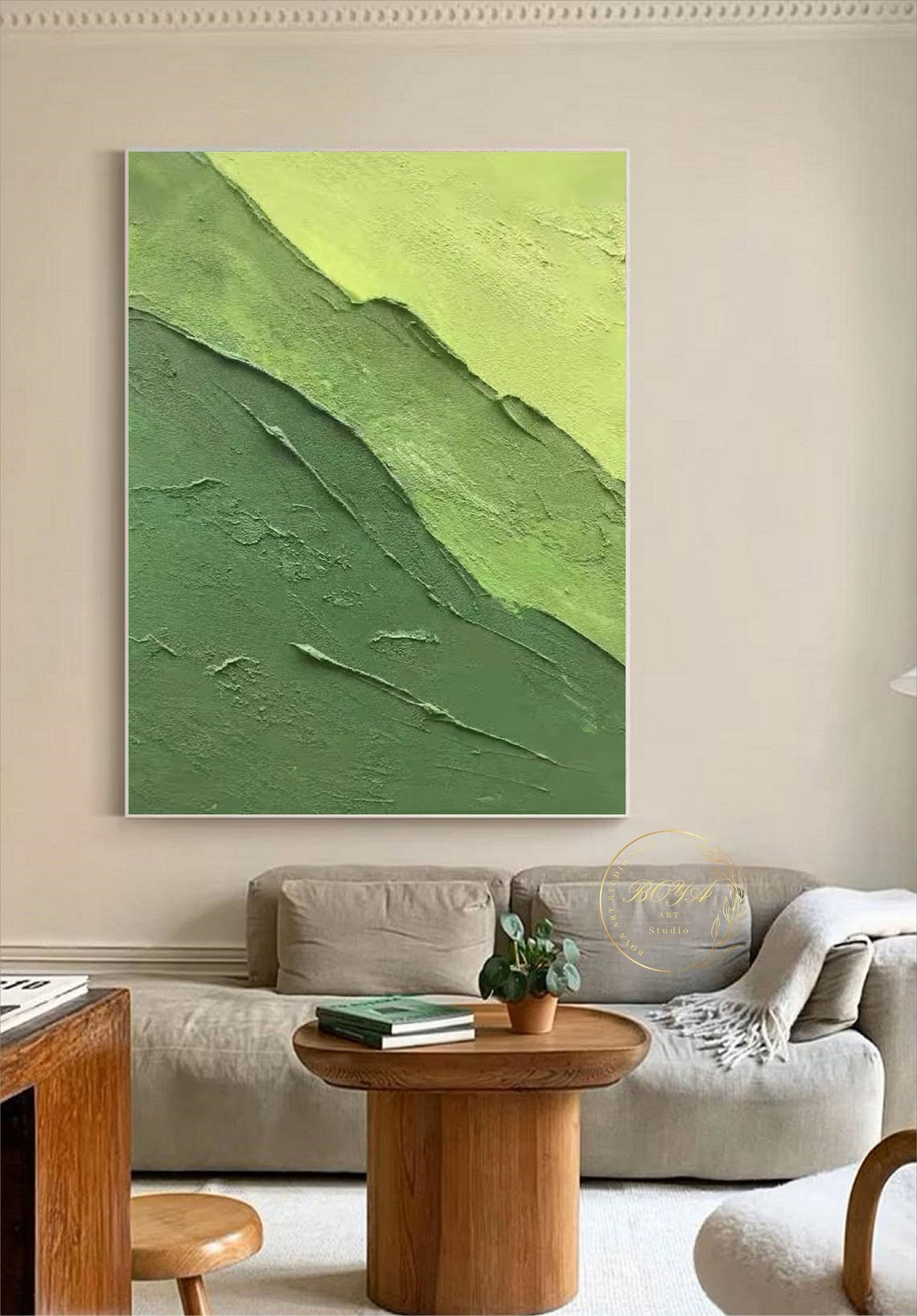 Fresh Lime Green Ombre Gradient Textured Minimalist Abstract Poster - Image 4