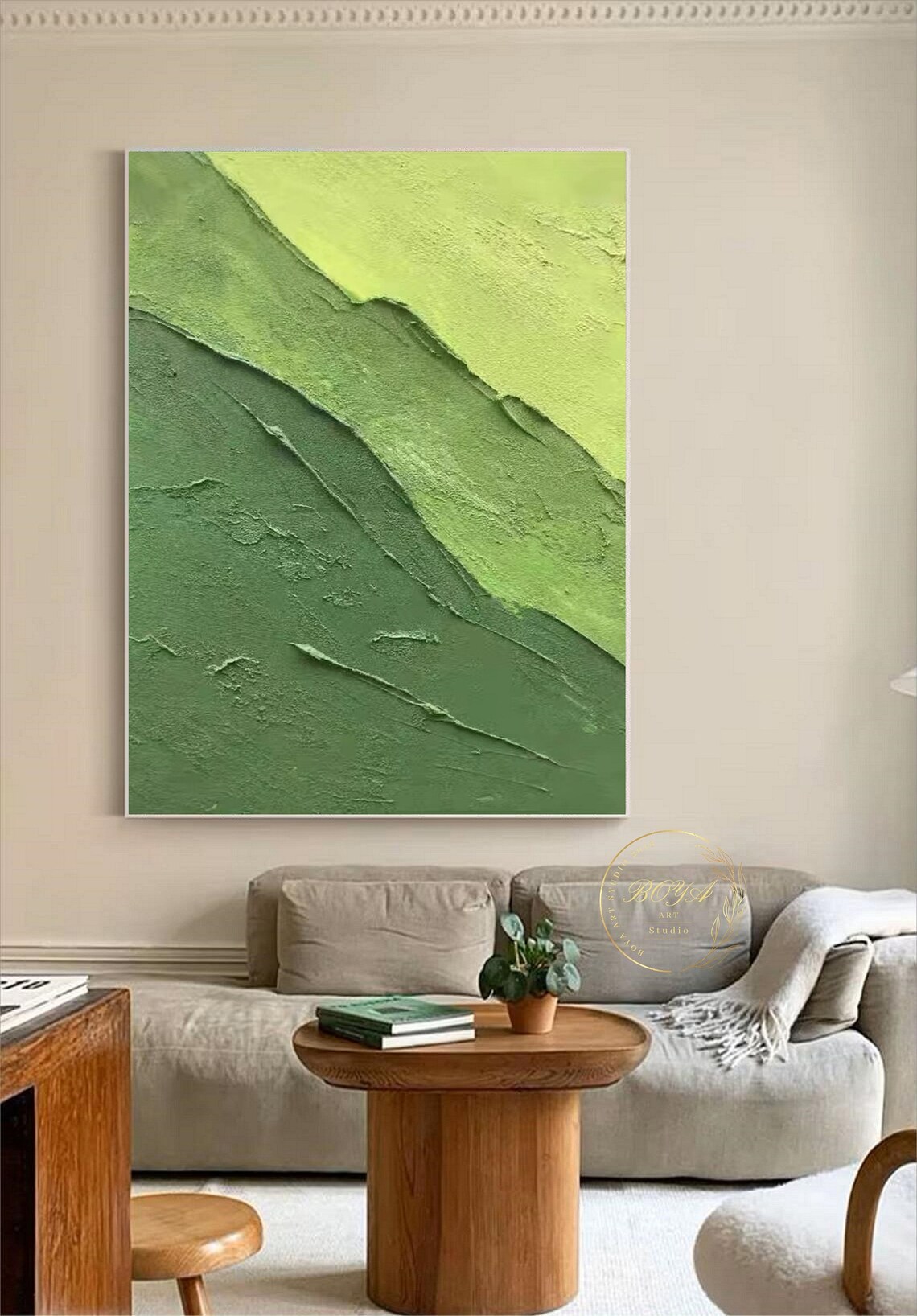 Large Green Textured Art Green Abstract Painting Minimalist Wall Art Green Painting Green Abstract Art 3d Textured Oil Painting - Image 4