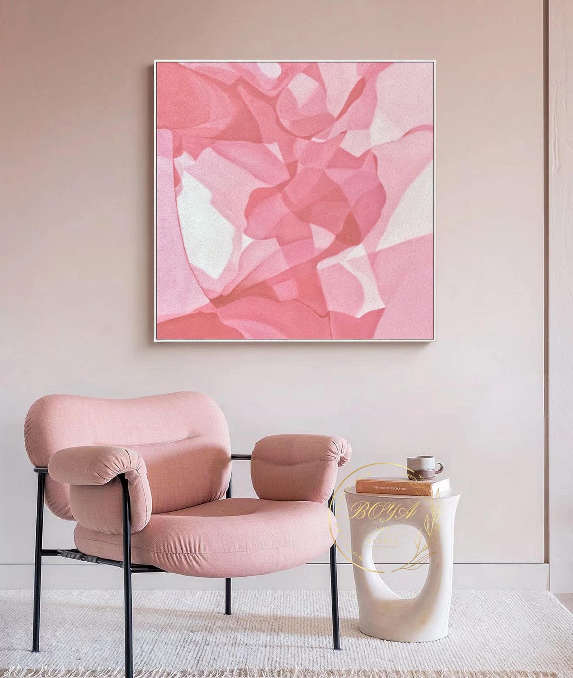 Delicate Soft Pink Overlapping Petals Minimalist Abstract Poster - Image 4