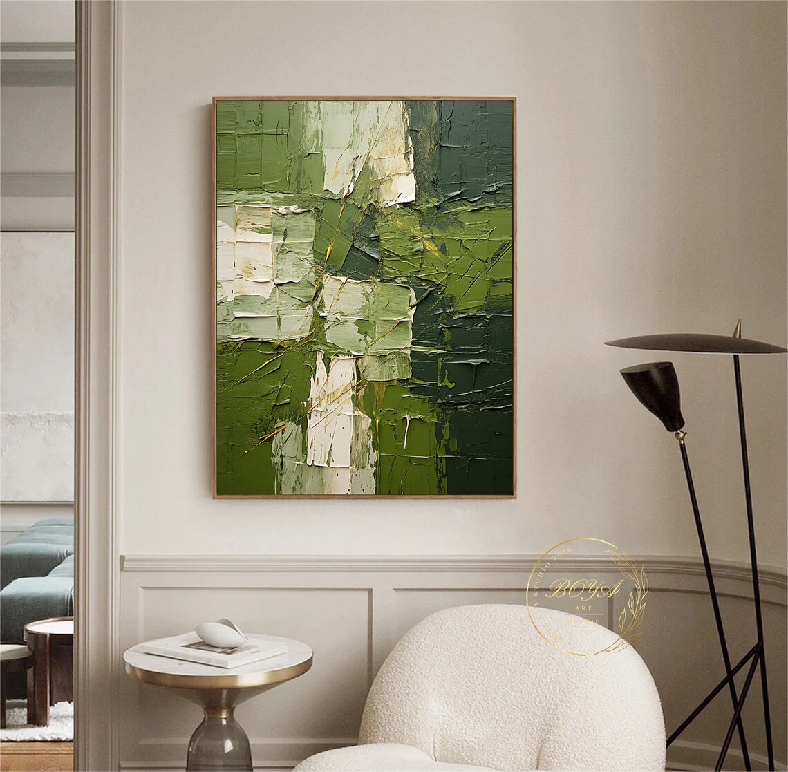 Green Texture Abstract Art Print, Modern Wall Art - Image 2