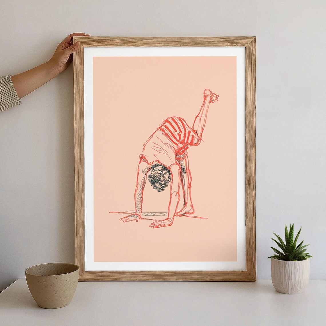 Minimalist Handstand Sketch Art Print, Gymnastics Figure
