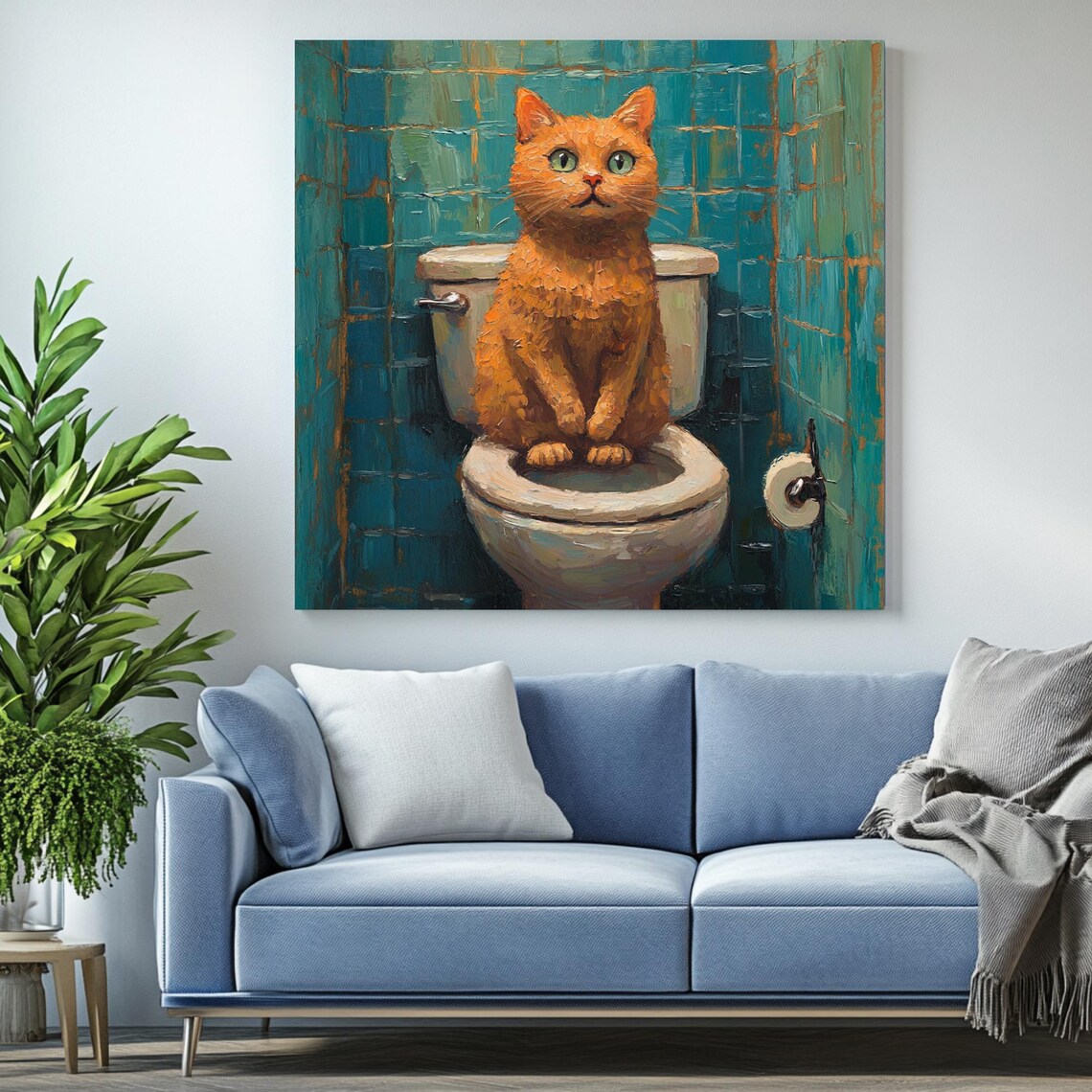 Cat In Bathroom, Funny Bathroom Decor Art Print - Image 2