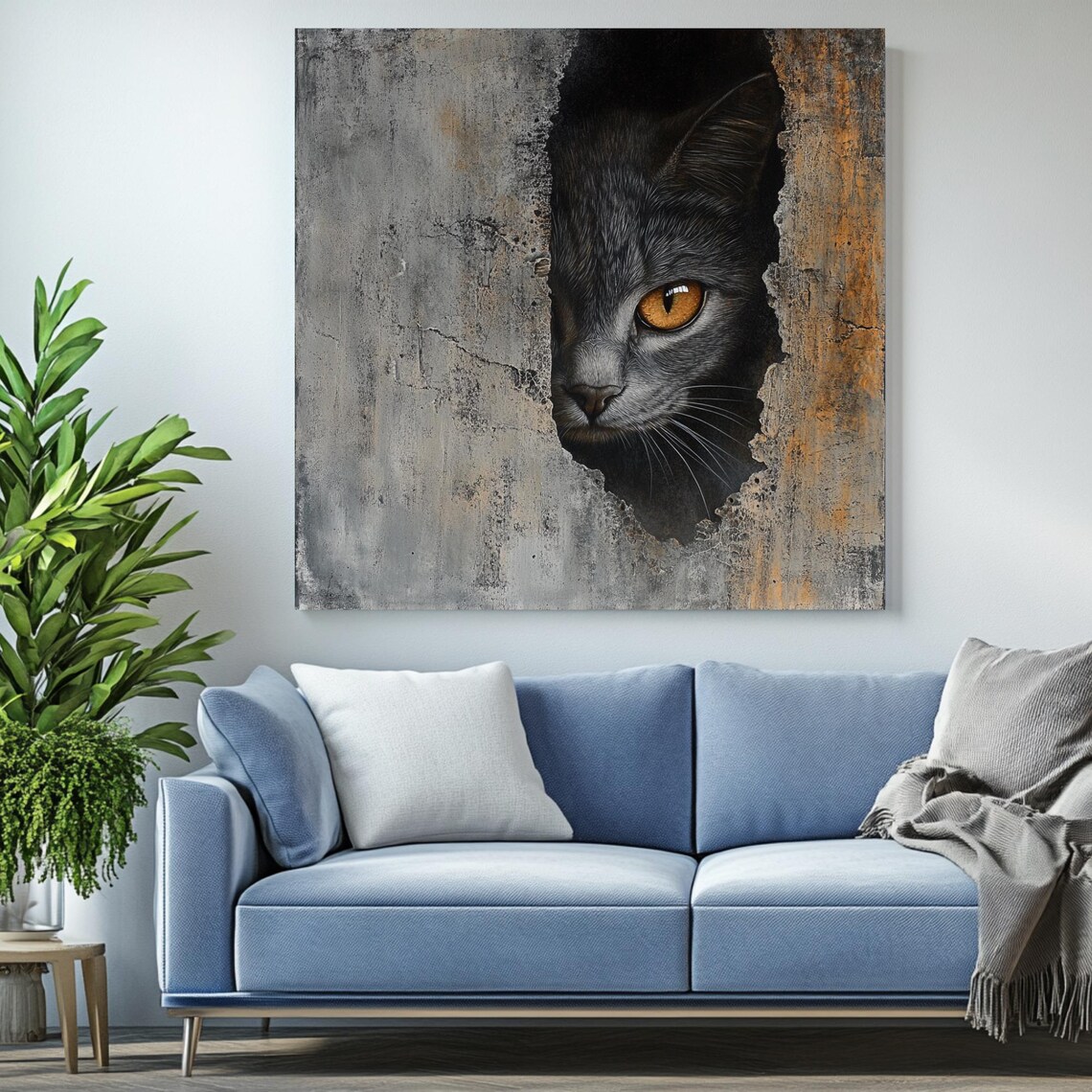 Black Cat Wall Art, Mysterious Feline Decor - Image 2