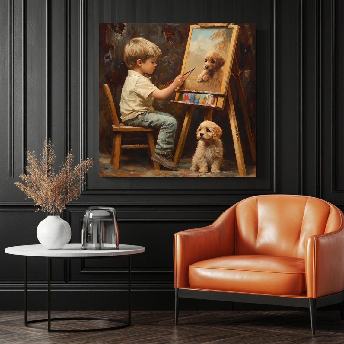 Boy And Puppy, Kids Room Decor Art Print - Image 3